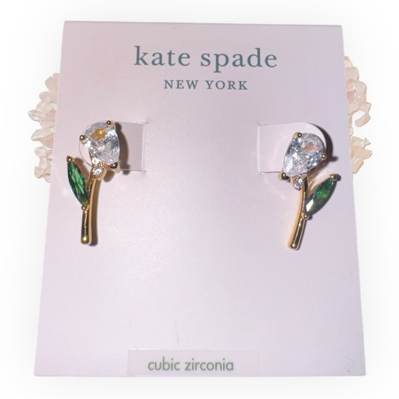Kate Spade NWT Gold and Green Earrings - Picture 2 of 6